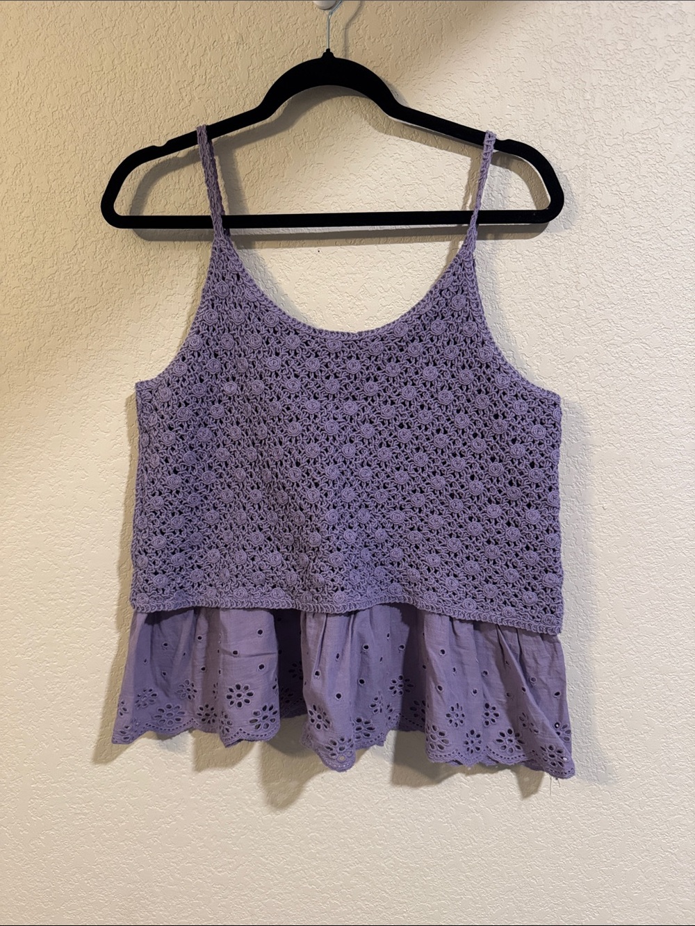 L Love Elegant Purple Crochet Camisole Top size Medium